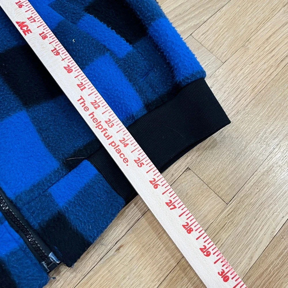 VTG Official Bud Light Plaid Fleece Jacket Zip Blue Black Men's XL Polarfleece